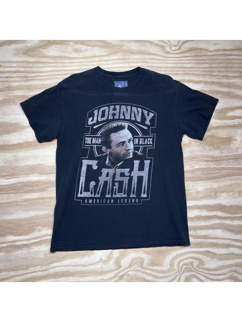Johnny Cash The Man In Black American Legend Modern Black Band Tee Sz Medium